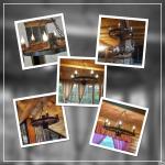 Полилеи от автентични колела от каруца с ръчно изработени дървени чашки!