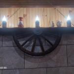 Рафт-лампи от автентични колела от каруца с 3 ръчно изработени дървени чашки!