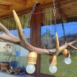 Ръчно изработен полилей от рога на елен  с  3  ръчно изработени дървени чашки!